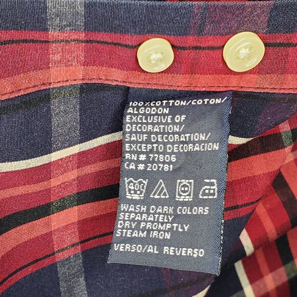 Tommy Hilfiger Red Plaid Button Down Long Sleeve Dress Shirt Size Small - Picture 4 of 5